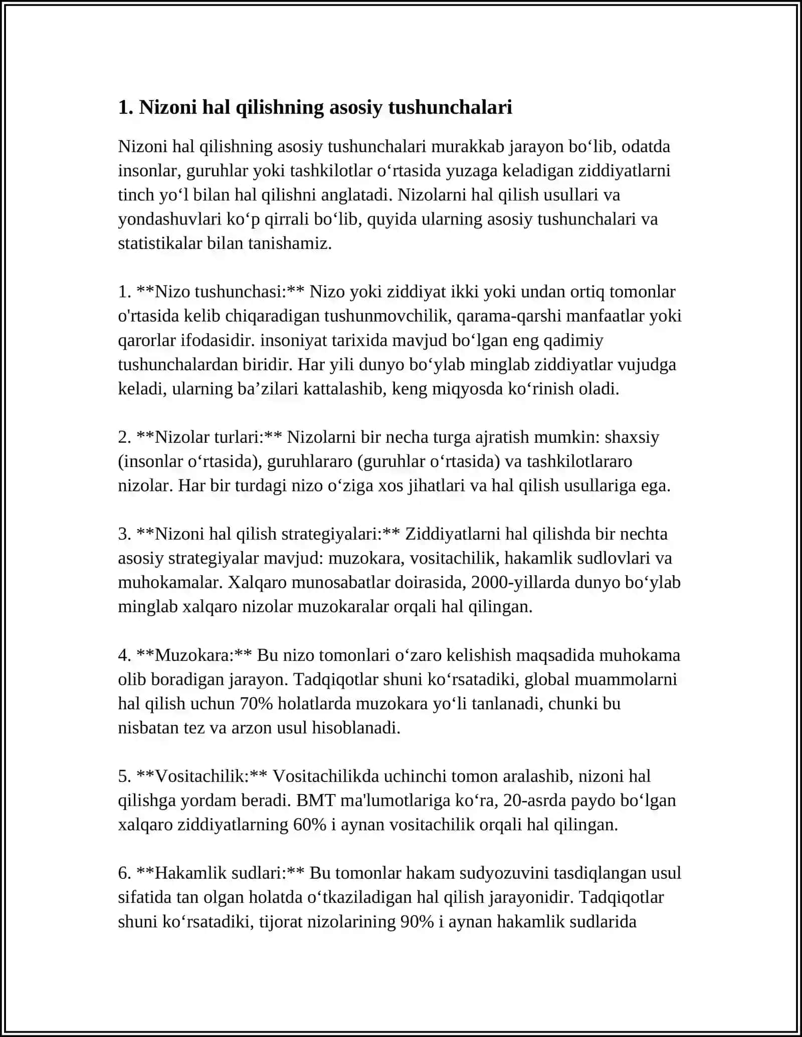 NIZONI HAL QILA OLISH KO'NIKMASI. HUQIQIY KONSULTATSIYA VA MUZOKARALAR BOSQICHLARI 3