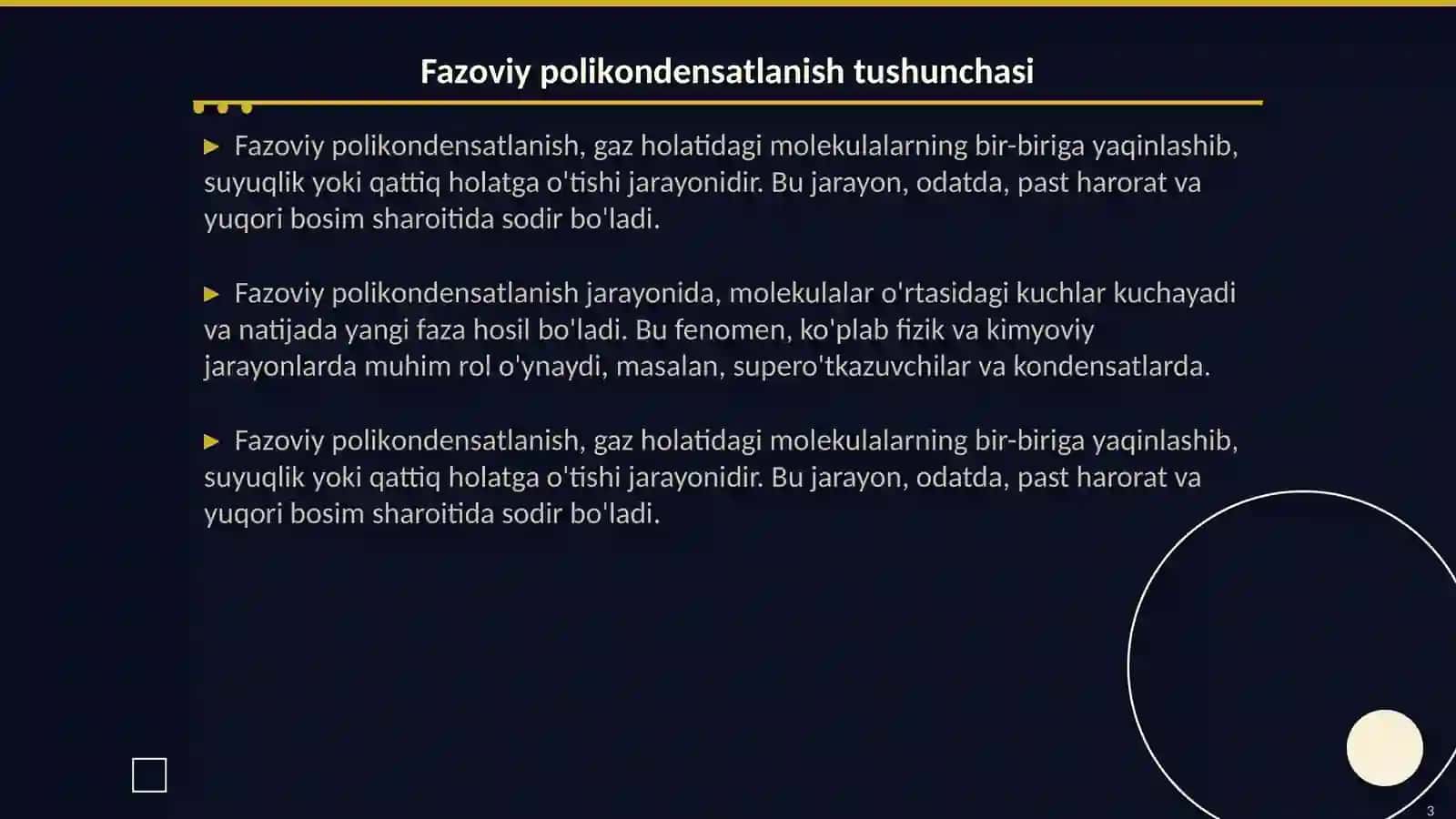 Fаzоviy pоlikоndеnsаtlаnish rеаktsiyalаri 3
