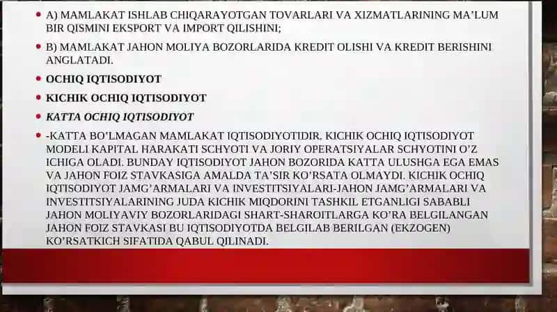 Ochiq iqtisodiyotda makroiqtisodiy siyosat. Mandell fleming modeli 3