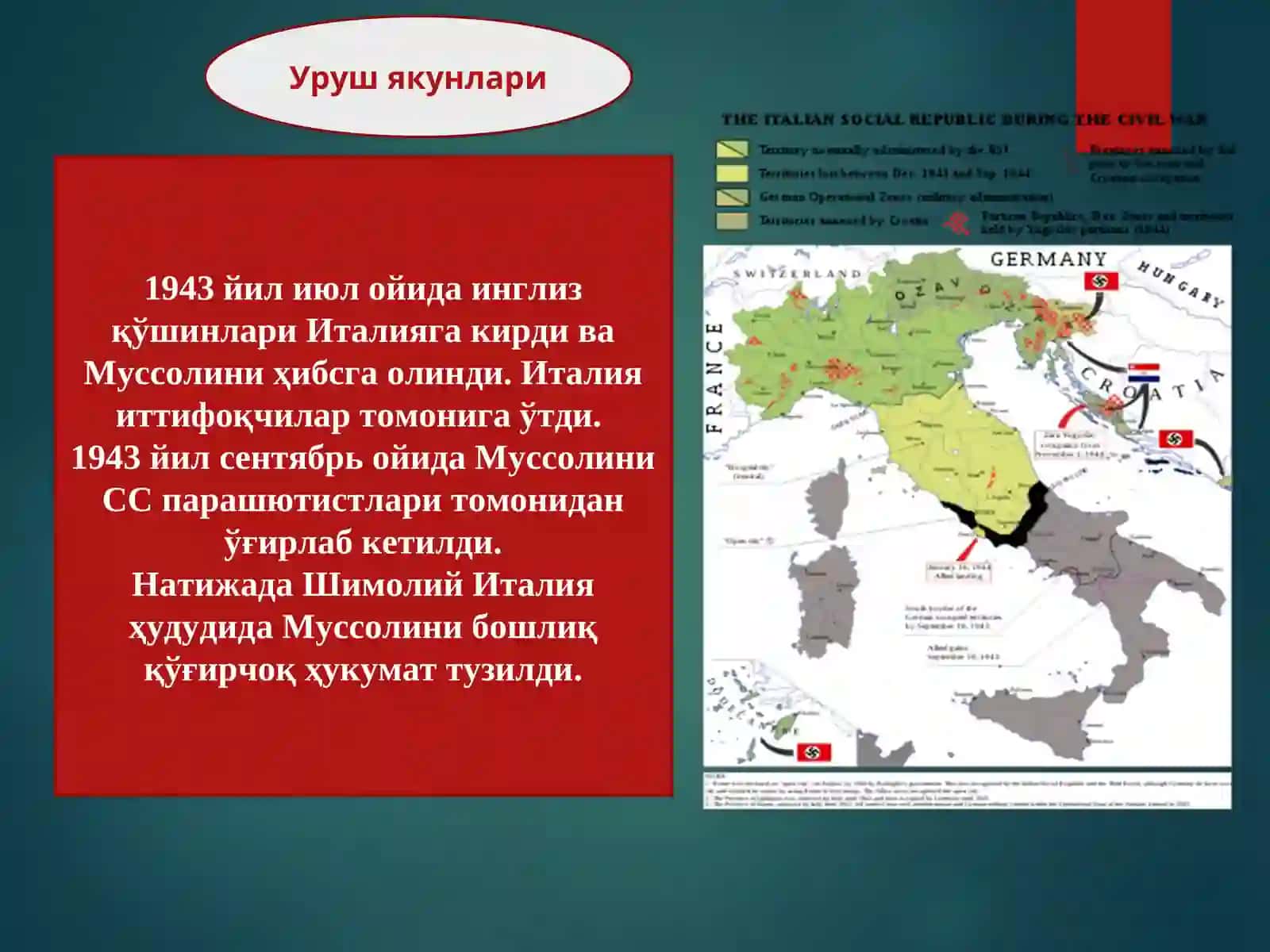 Италия Иккинчи Жаҳон Урушидан кейинги йилларда Ikkinchi jahon urushi davrida Italiya 3