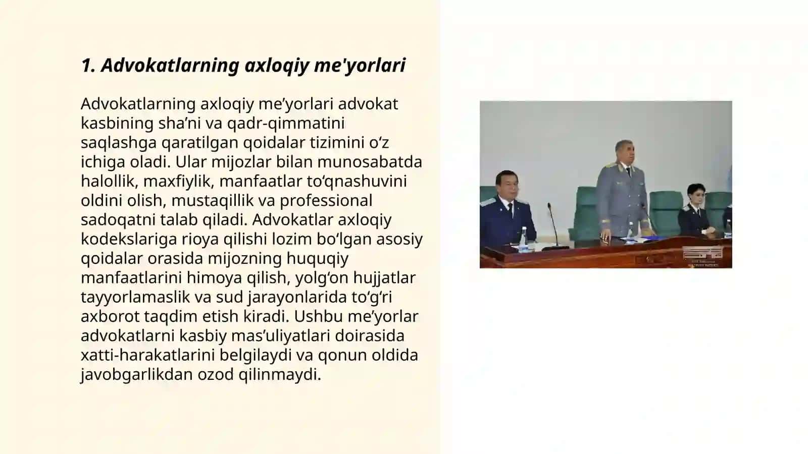 Advokat tergov va prokuratura organlari hodimlari hamda sudiyaning kasb axloqi 3