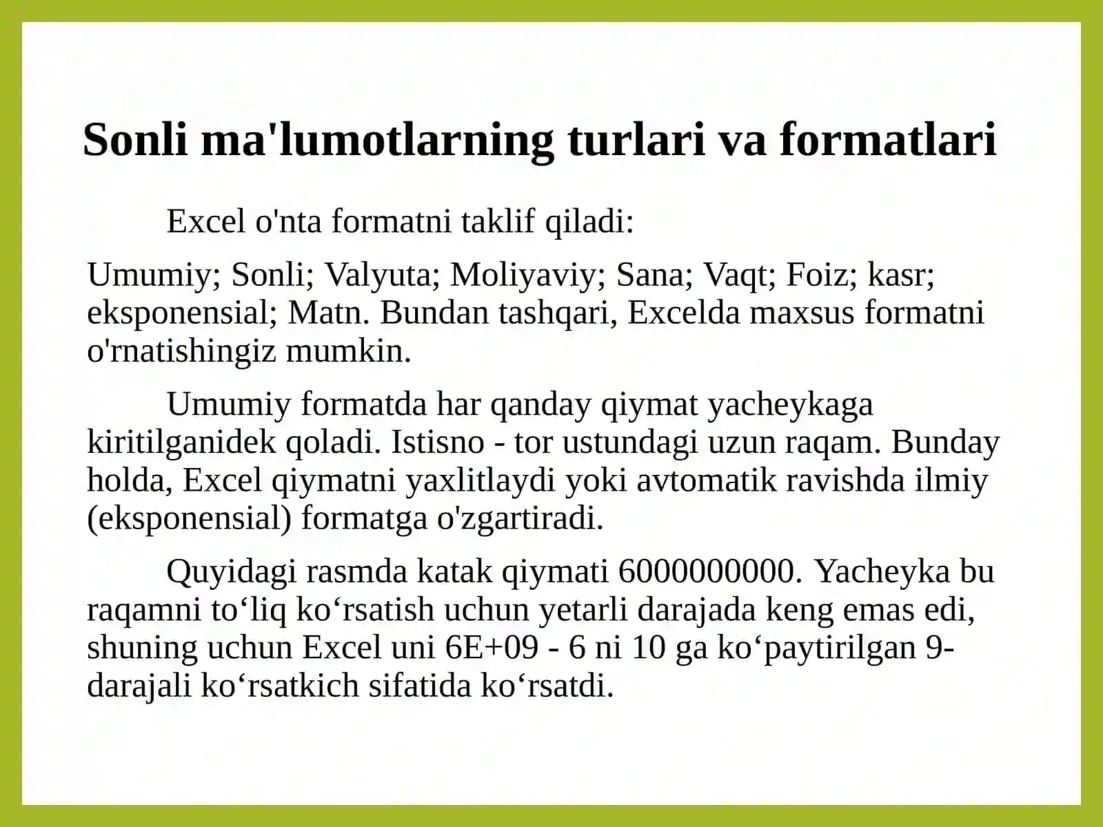 6-amaliymashg’ulot:Sonli ma’lumotlarni qayta ishlash texnologiyasi 3