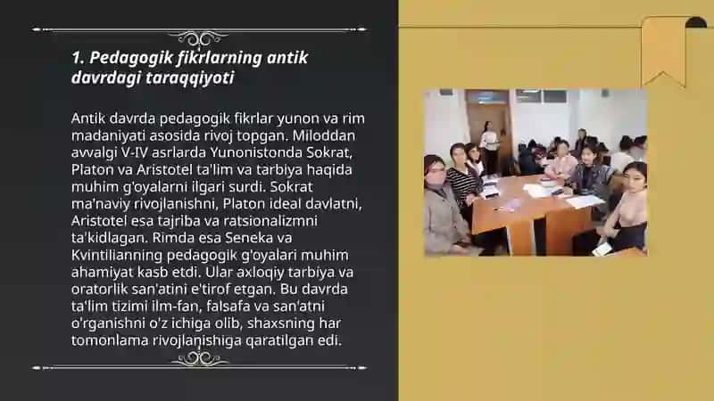 Pedagogik fikrlar taraqqiyoti va tarixiyligi 3