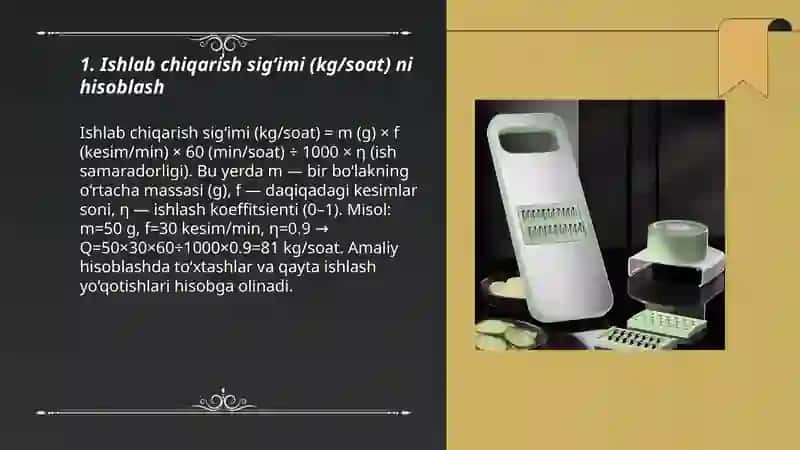 Sabzavotlarni kesuvchi jihozni hisoblash 3