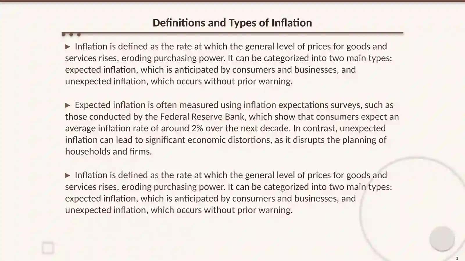 Expected and unexpected inflation. Wage expectations 3