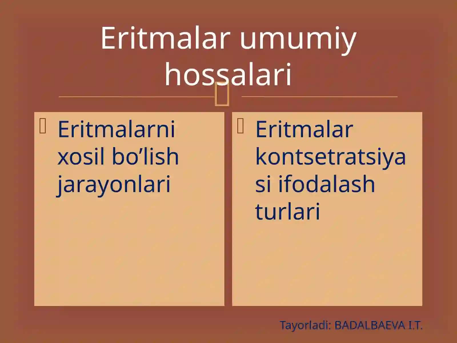 Eritmalarning zamonaviy nazariyalar, rejalar va atermalar 3