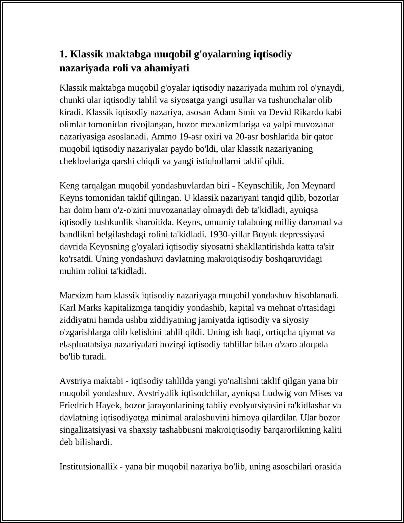 KLASSIK IQTISODIY MAKTABGA MUQOBIL G'OYALARNING MOHIYATI 3
