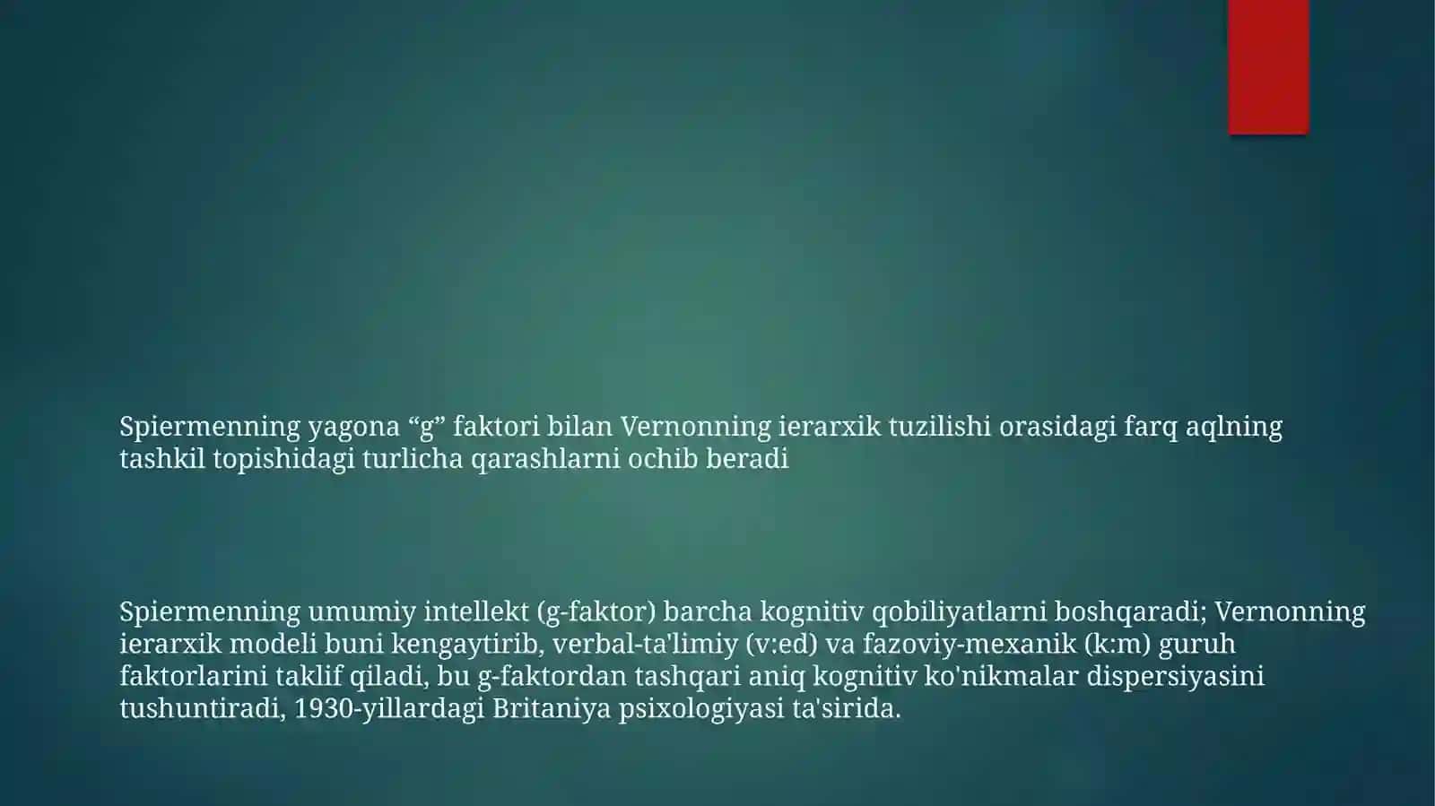 Intellektual sohaning nazariy talqini Ch. Spirmen va F. Vernon modellari asosida 3