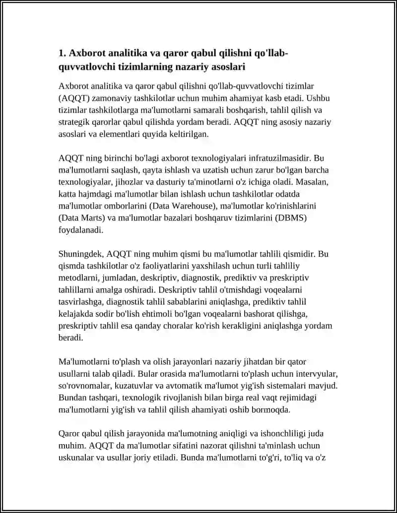 AXBOROT ANALITIKA VA QARORLARNI QABUL QILISHNI QULLAB QUVATLOVCHI TIZIMLAR 3