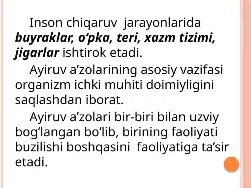 Organizmning ayiruv funksiyalari fiziologiyasi 3