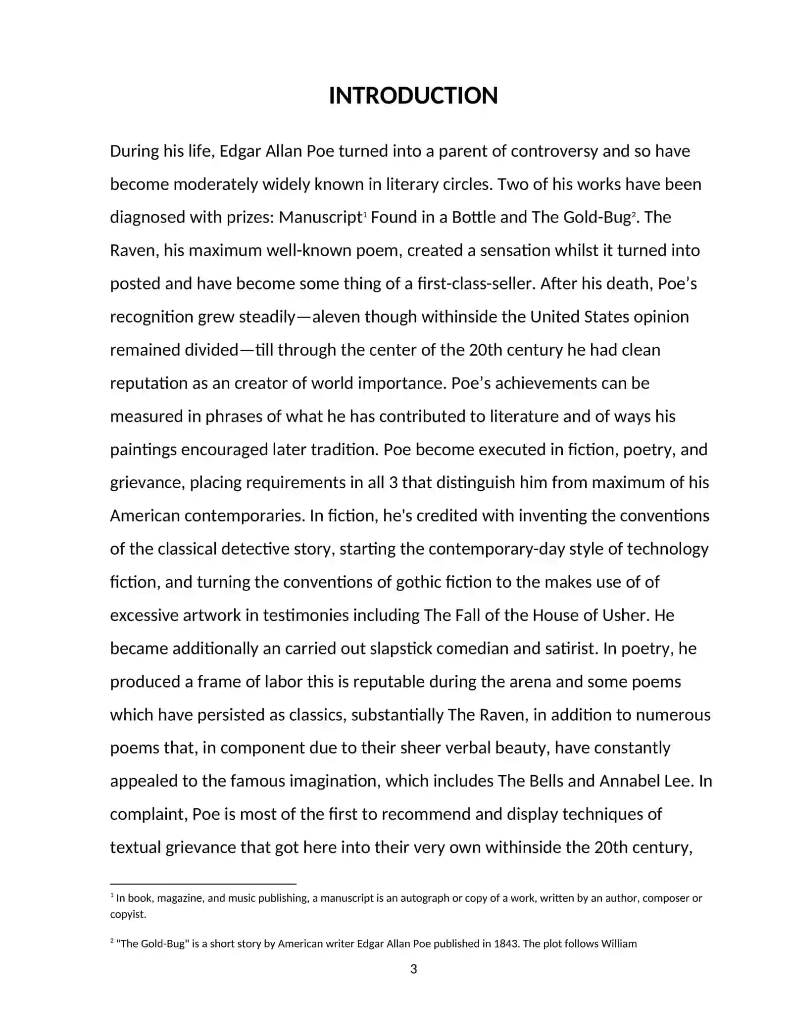 The analysis of Edgar Allan Poe's short stories 3