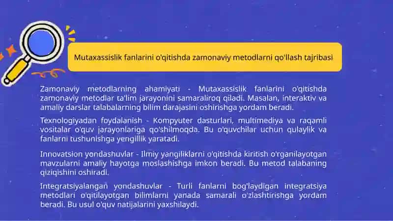 Mutaxasislik fanlarini o'qitishda jahon tajribasi 3