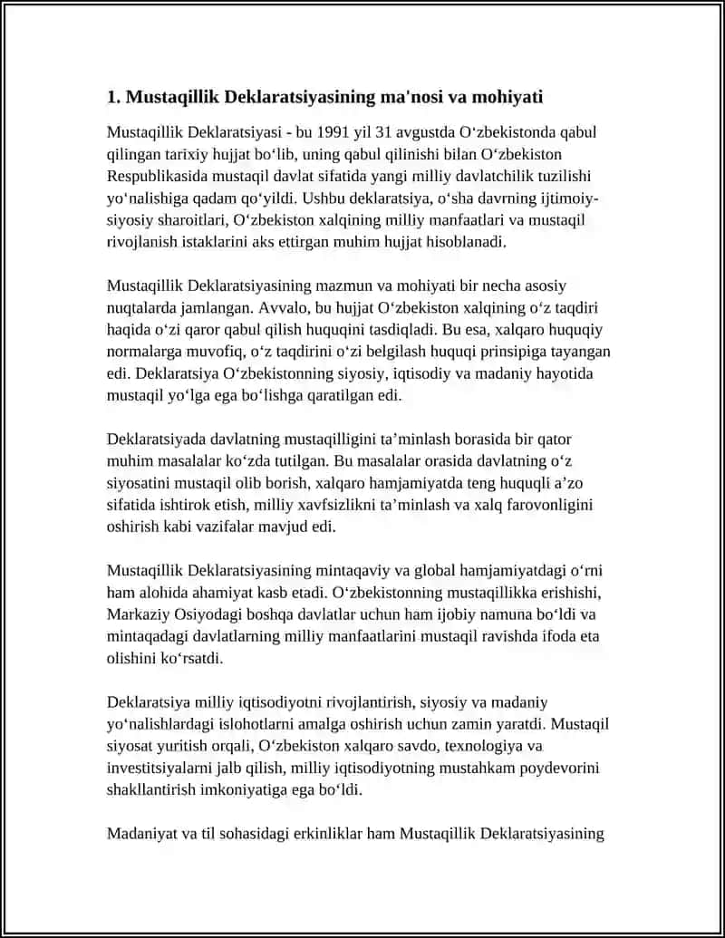 MUSTAQILLIK DEKLARATSIYASI VA UNING TARIXIY AHAMIYATI 3