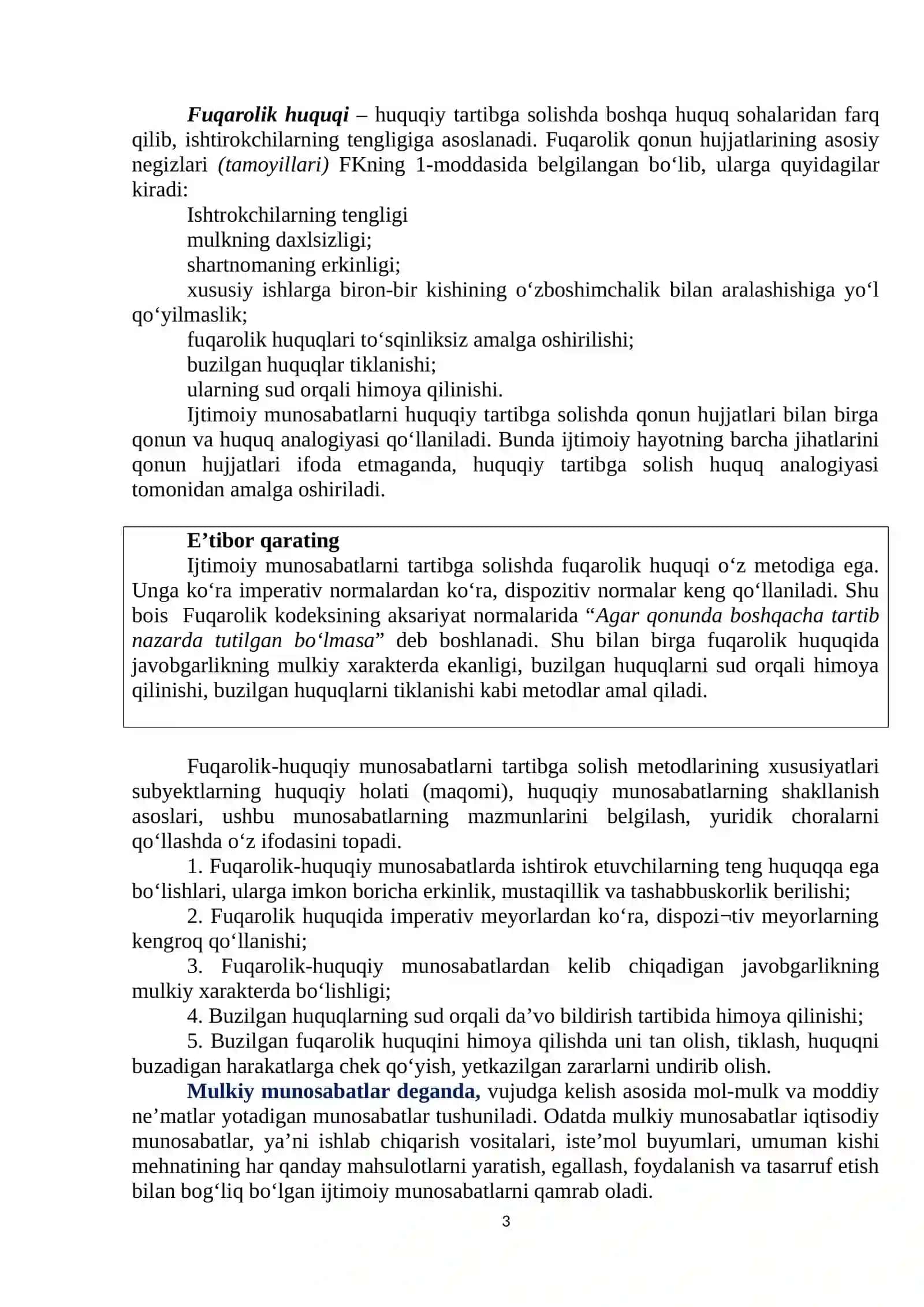 Fuqarolik huquqiga kirish fanining predmeti,tamoyillari va tizimlari 3