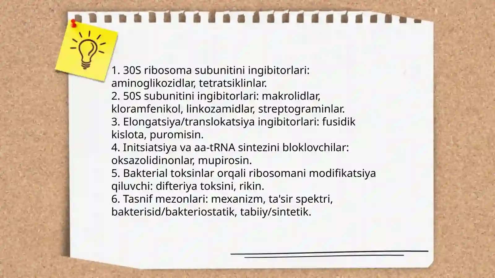 Oqsil biosintezi ingibitorlari (dori vositalari prepararlar va bakterial toksiklar) 3