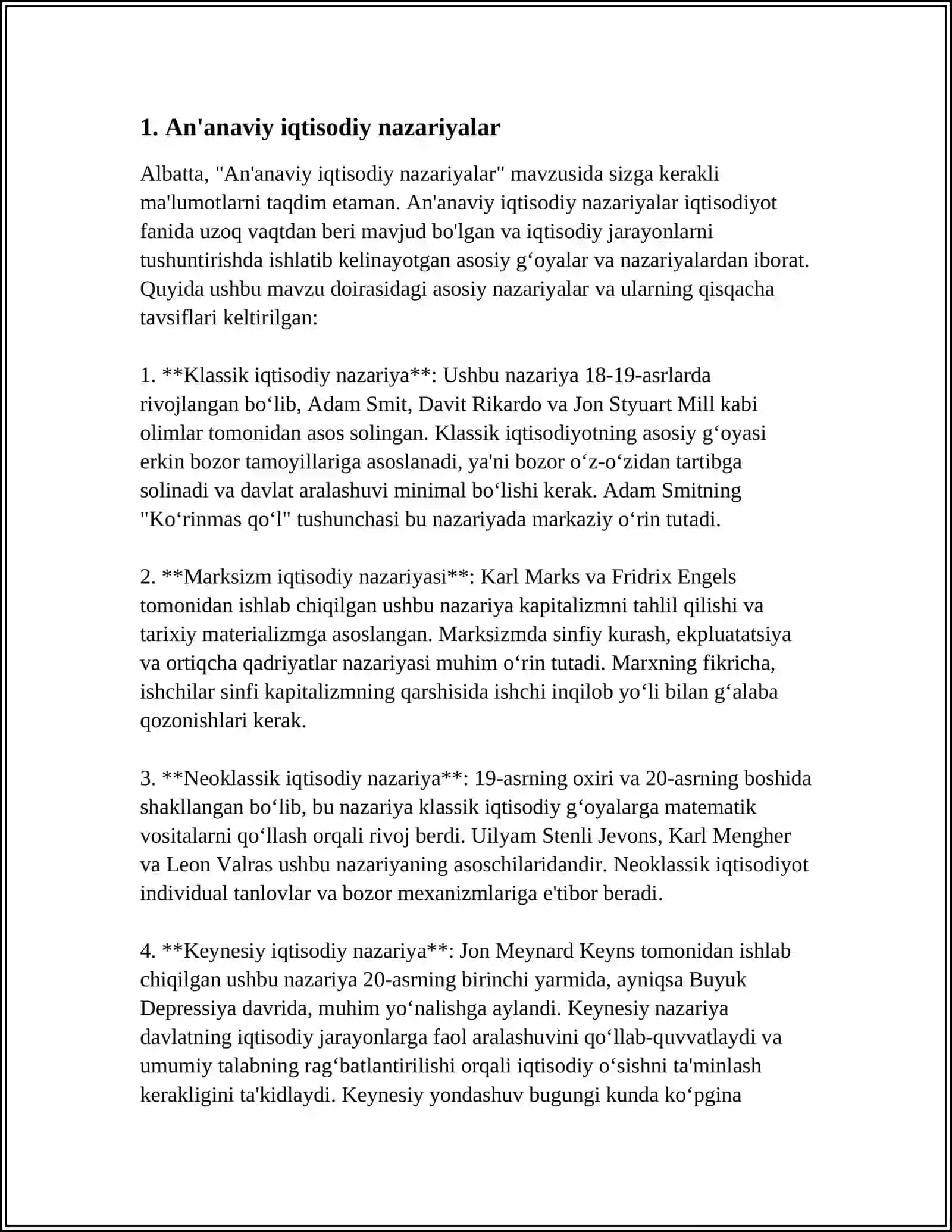 An'anaviy iqtisodiy nazariyalar 3