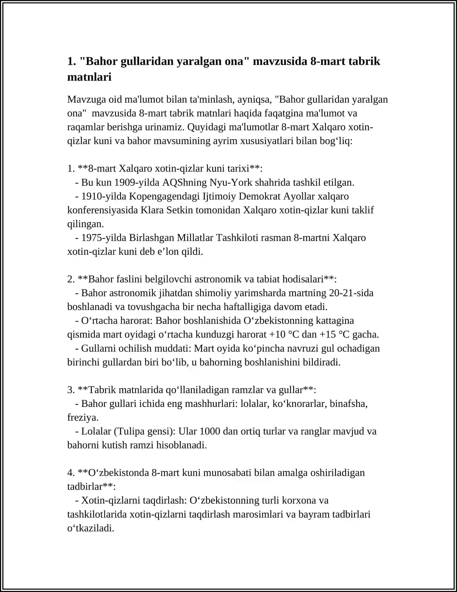 Bahor Gullaridan Yaralgan Ona 8-Mart Xalqaro Xotin va Qizlar Kuniga Baxolash 3