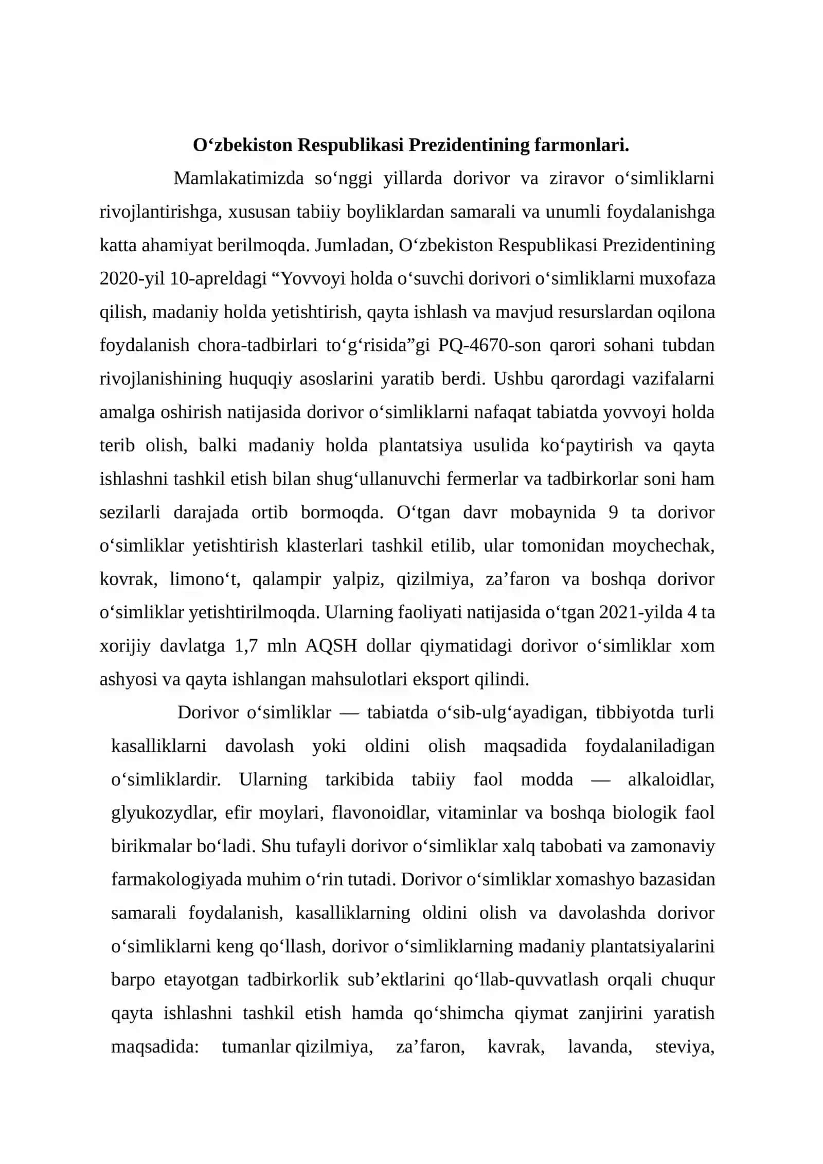 Dorivor tirnoqgul oʻsimligining labaratoriya tahlili boʻyicha kurs ishi 3