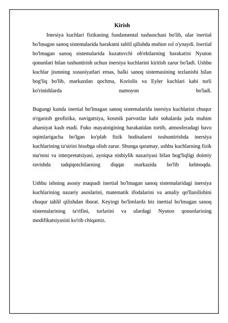 Inersiya kuchlari: mohiyati, turlari va matematik ifodasi 3
