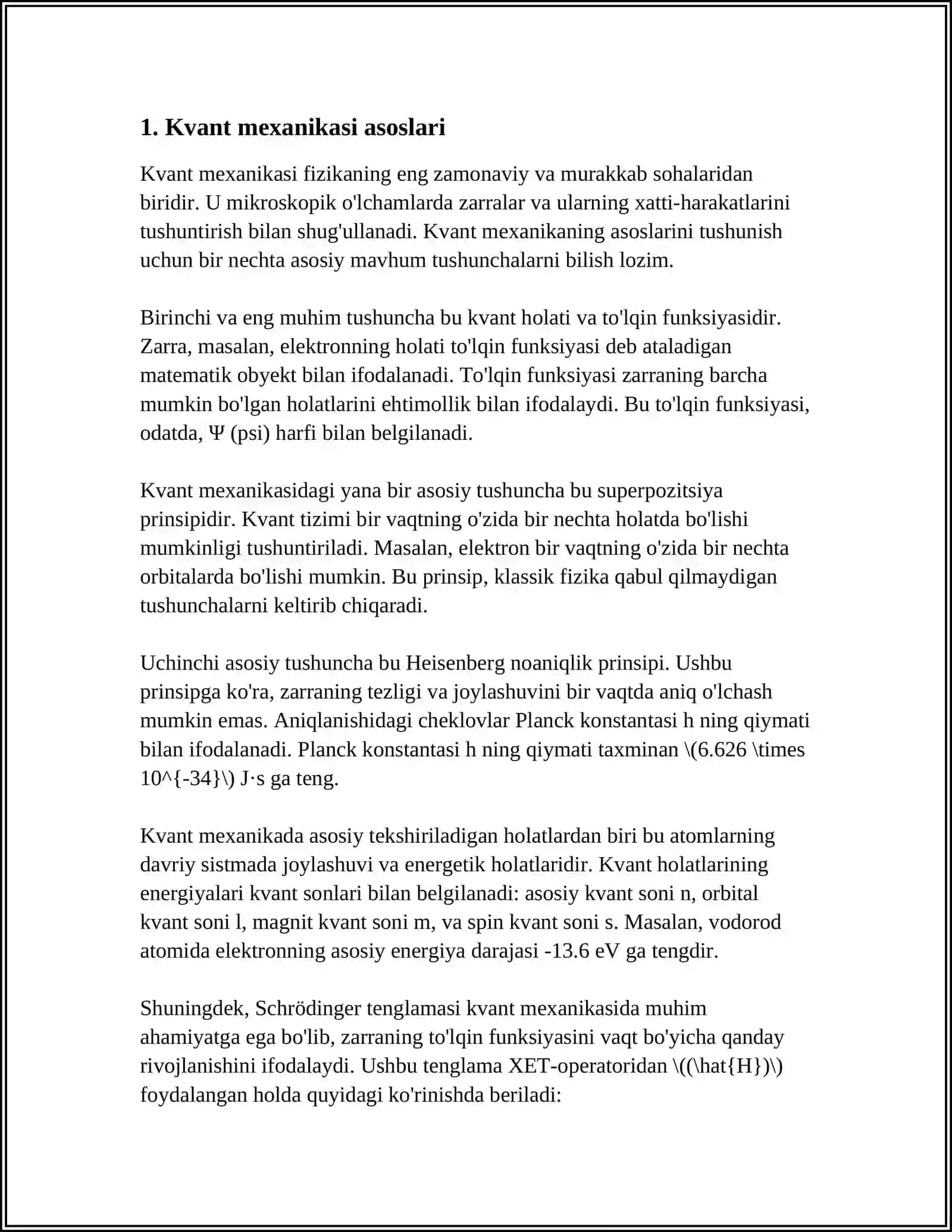 KVANT MEHANIKASI VA ENERGIYA TIZIMLARI TAHLILIDA QATORLARNING TATBIQLARI 3