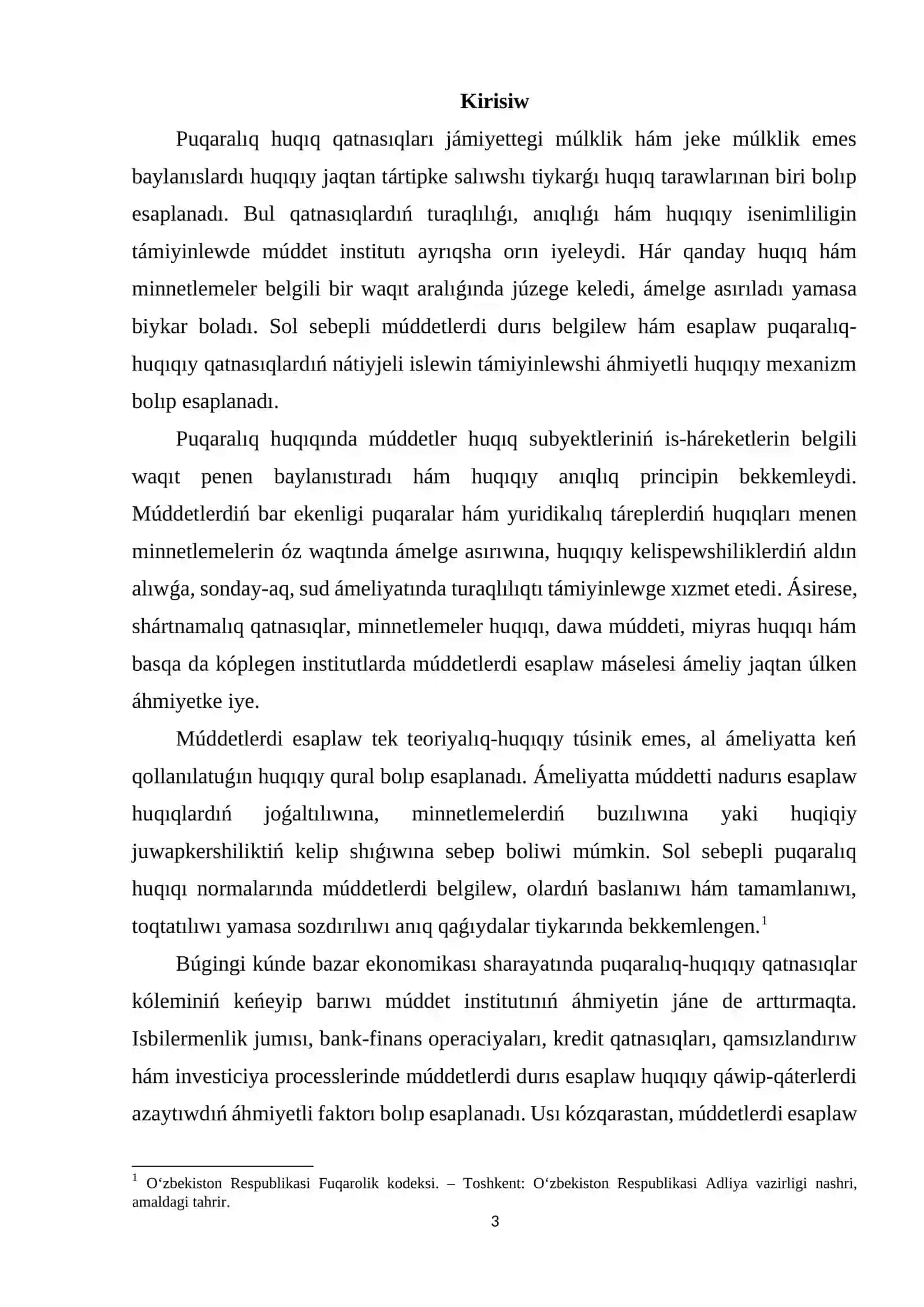 «PUQARALÍQ HUQÍQÍ» páninen R E F E R A T jumısı 3