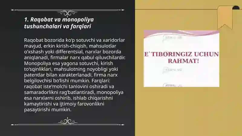 Raqobat va manopoliya 3