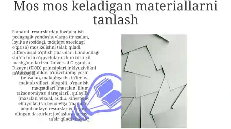 Mos mos keladigan materiallarni tanlash 3