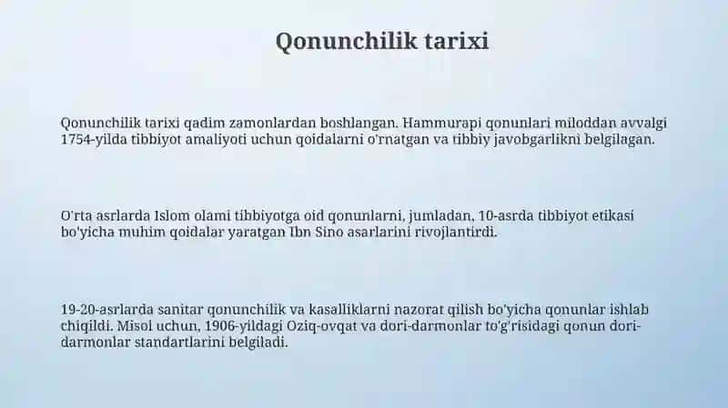 Tibbiyotga oid qonunlar 3