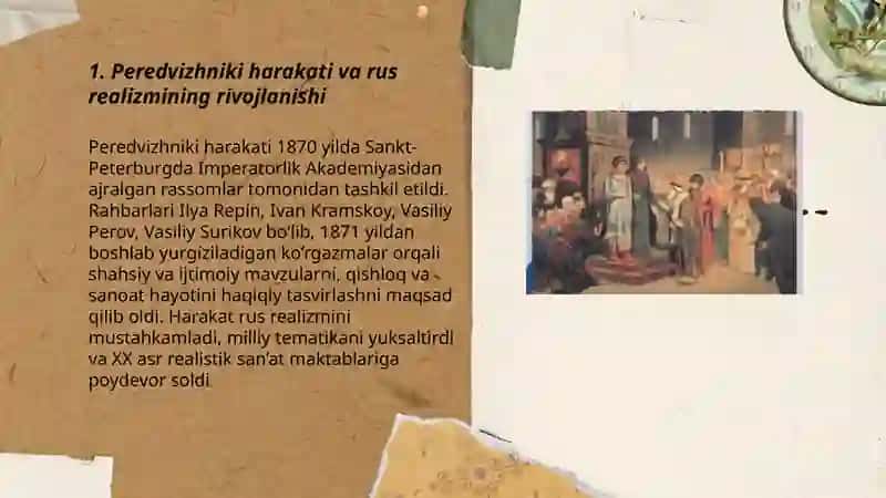 XIX asr oxiri XX asr boshlarida Rus san'atidagi muhim ózgarishlar 3