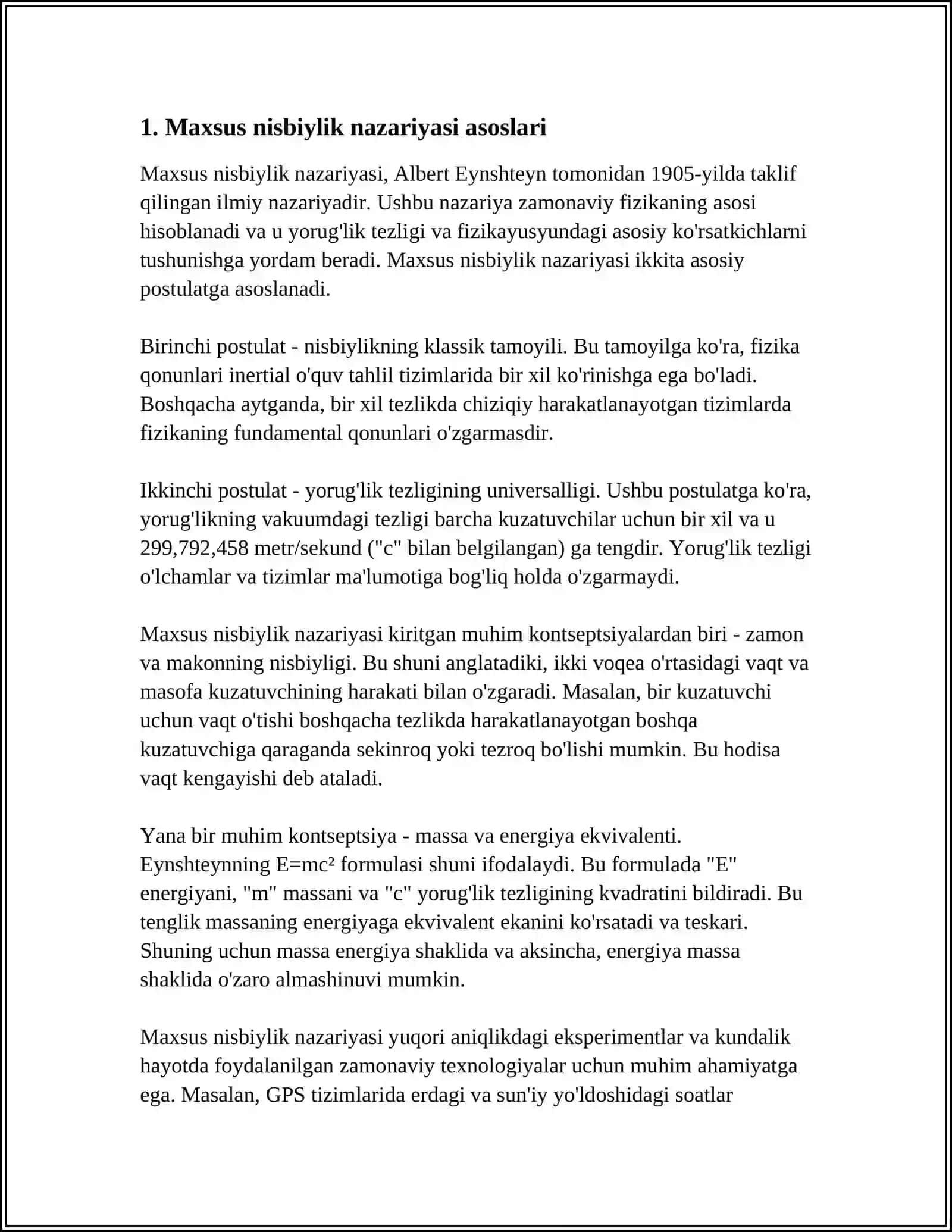 Maxsus nisbiylik nazariyasi asoslari 3