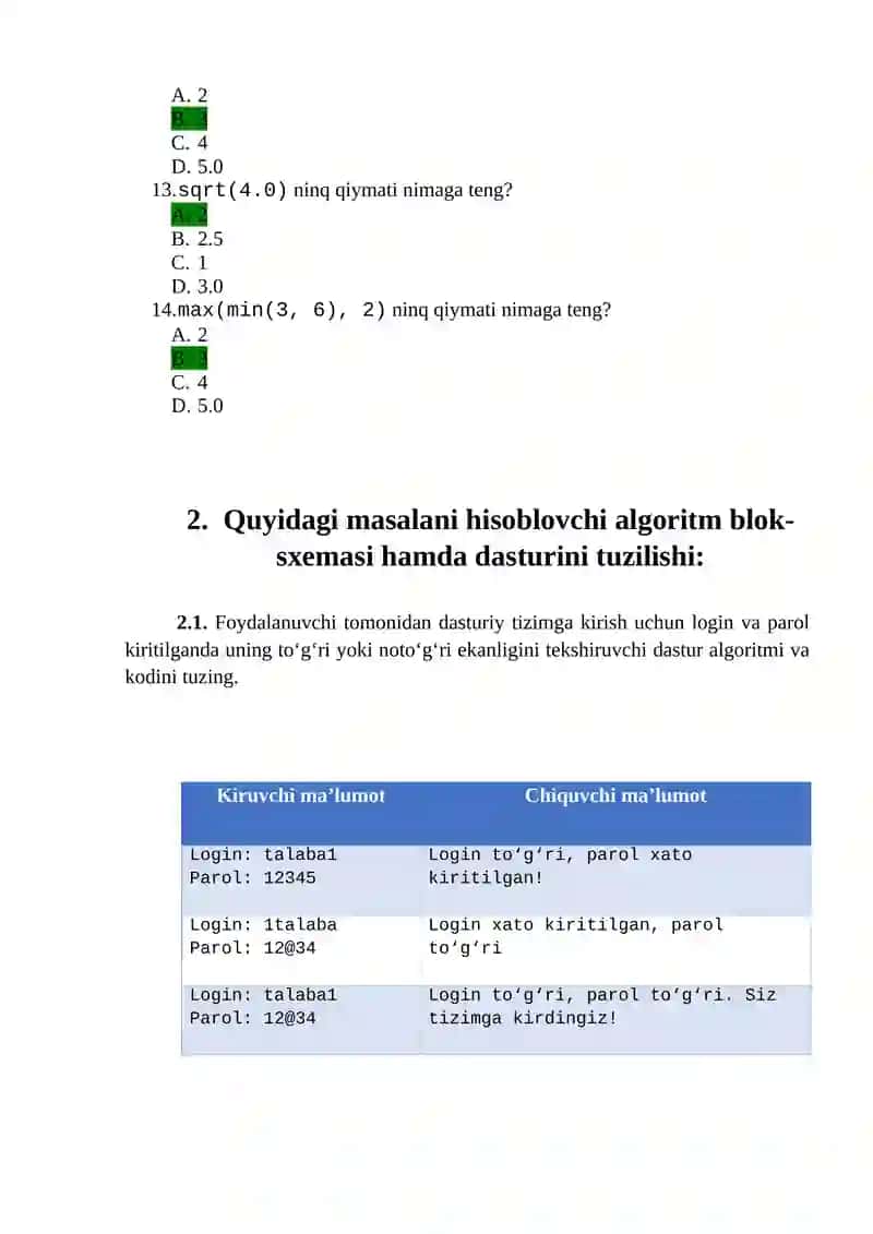 Test savollariga javoblar 3