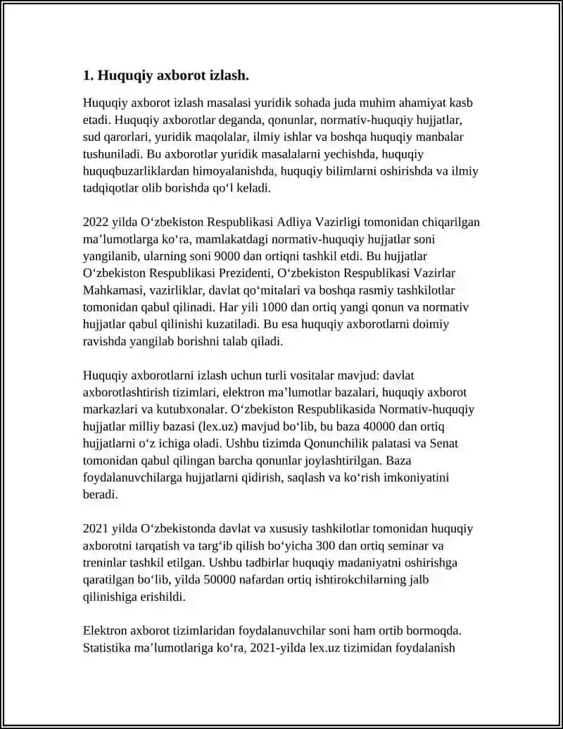 HUQUQSHUNOSLIKDA INTERNETDAN FOYDALANISHNING ASOSIY YÔNALISHLARI 3