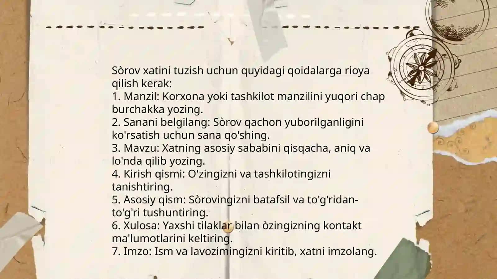 Sòrov xati, tasdiq xati, farmoyish xati 3