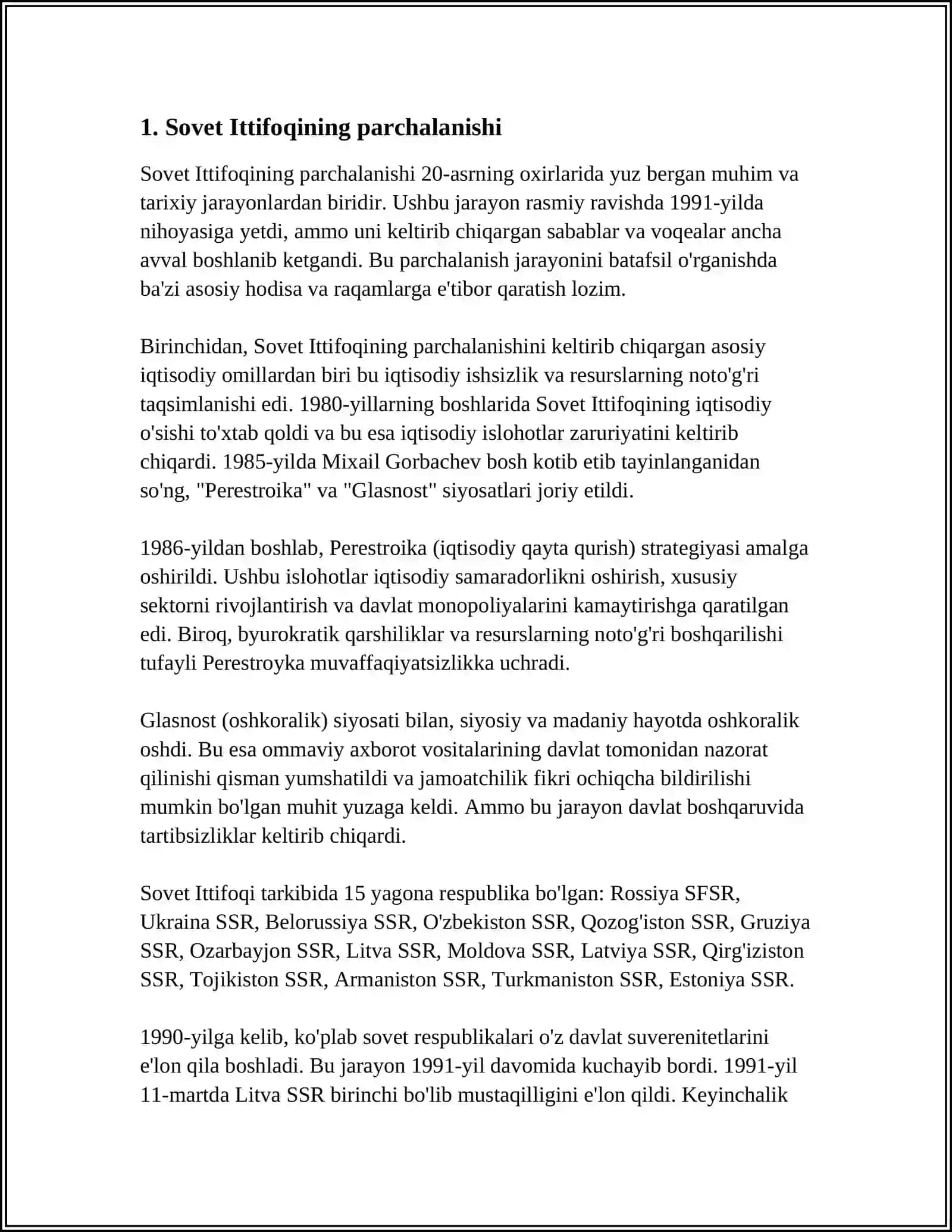 MUSTAQIL OʻZBEKISTON RESPUBLIKASINING TASHKIL TOPISHI VA UNING TARIXIY AHAMIYATI 3