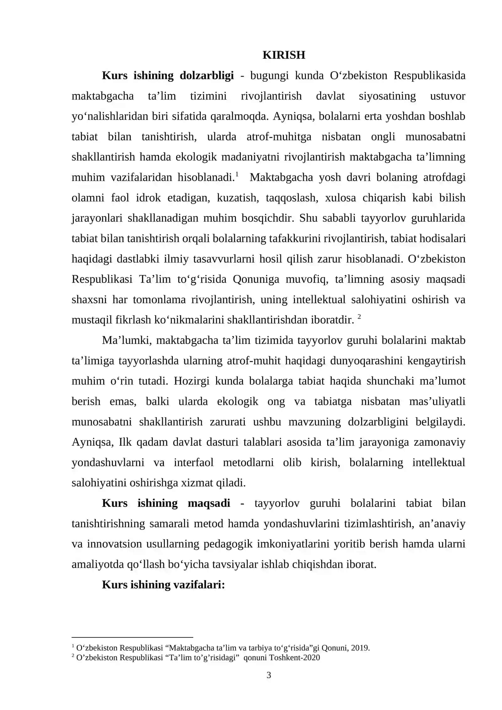 TABIAT BILAN TANISHTIRISHDA QO’LLANILADIGAN METOD VA YONDASHUVLAR (TAYYORLOV GURUH) 3