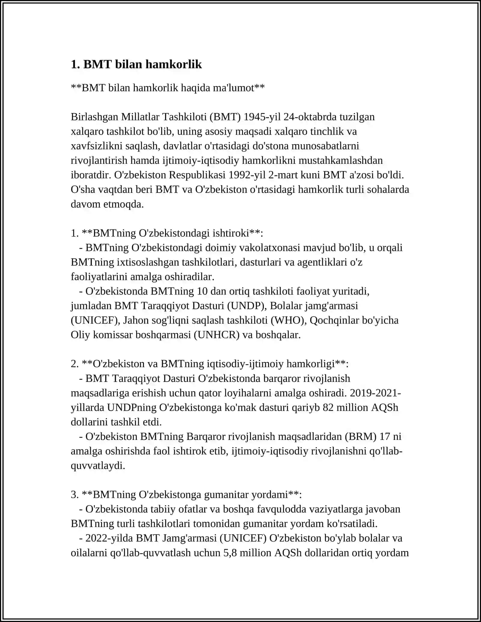 ÔZBEKISTONNING XALQARO TASHKILOTLAR BILAN HAMKORLIK ALOQALARI 3