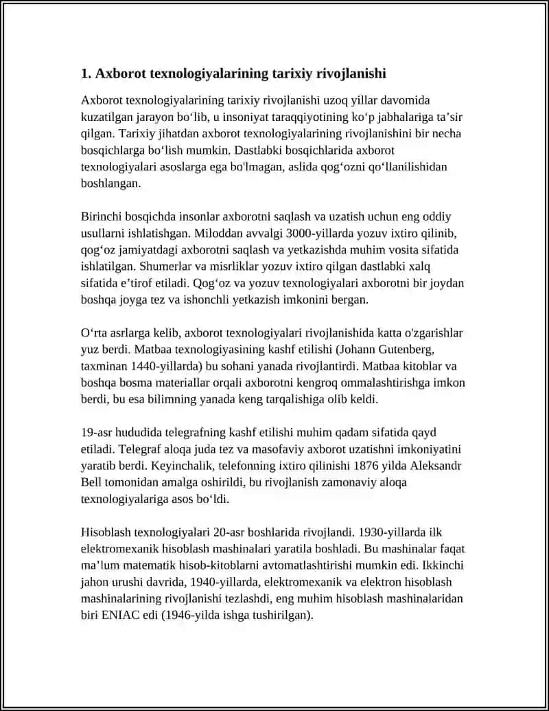AXBOROT TEXNOLOGIYALARINING RIVOJLANISHI VA ZAMONAVIY KOMPYUTER TIZIMLARI 3