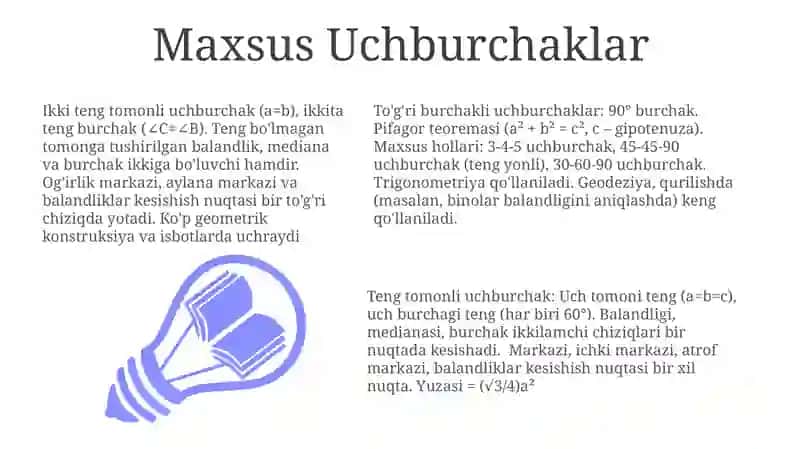 Uchburchak geometriyasi asoslari 3