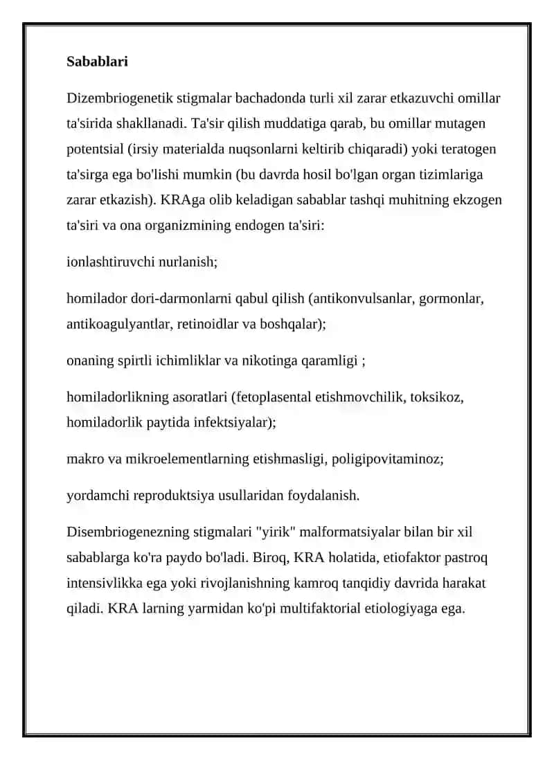 Disembriogenez stigmalari 3
