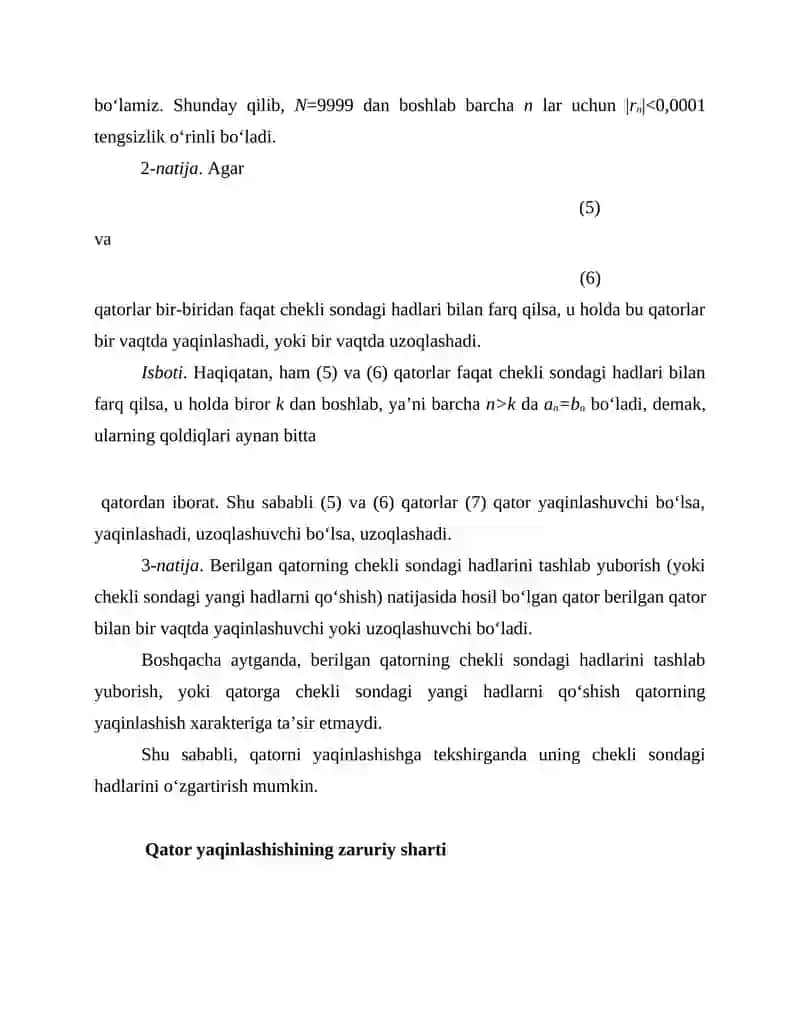 Qatorning qoldig‘i 3