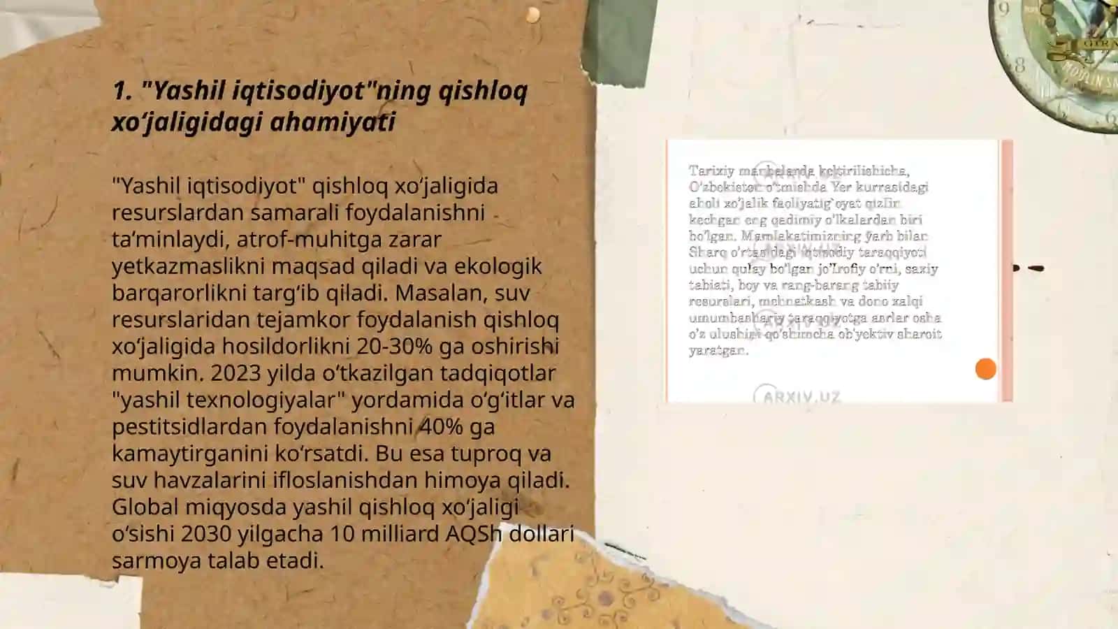 Yashil Iqtisodiyotning qishloq xo‘jaligidagi ahamiyati 3