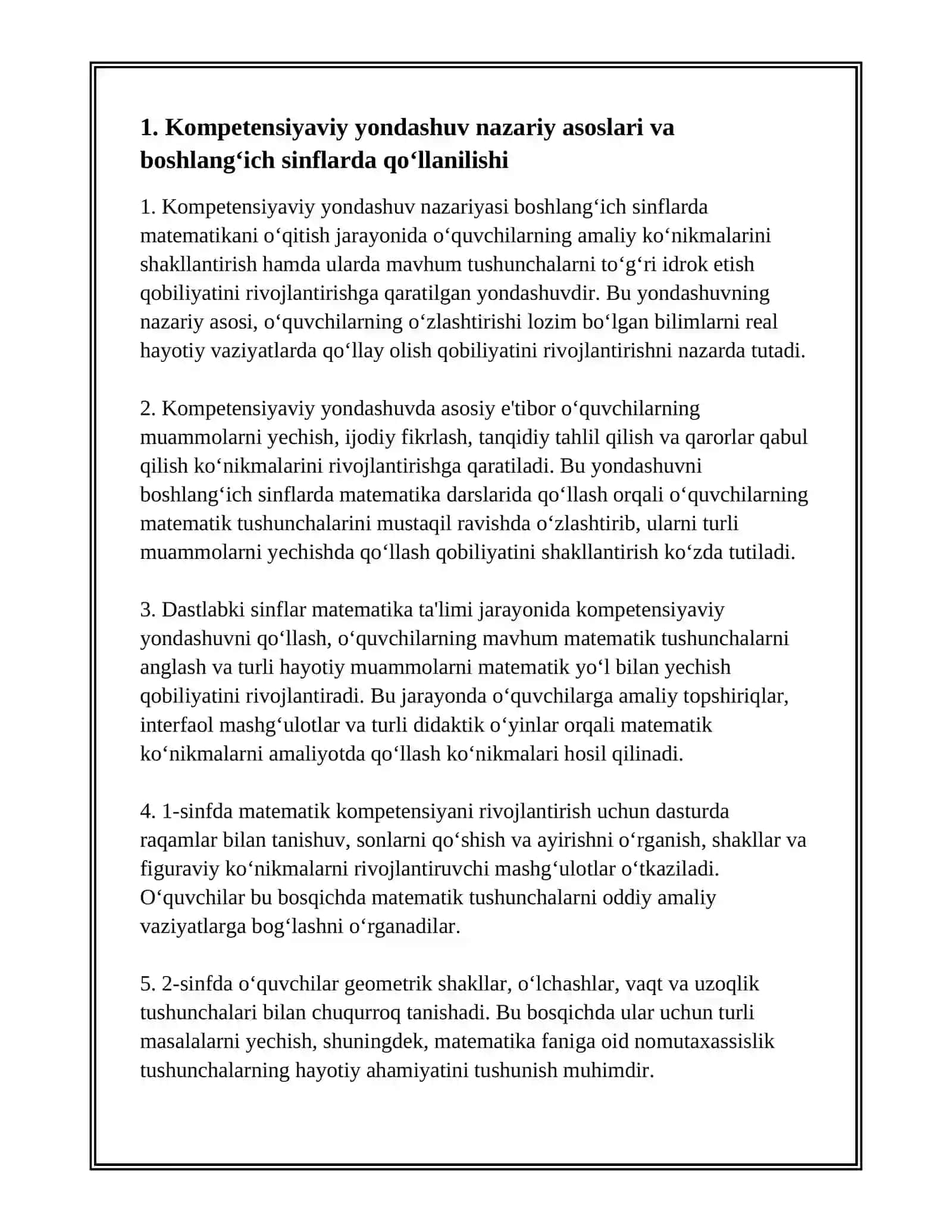 Boshlang'ich sinflarda Matematika o'qitishda kompetensiyaviy yondashuv 3
