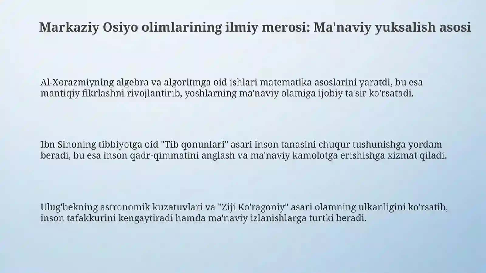 Yuksak ma’naviyatli yoshlarni tarbiyalashda O‘rta Osiyo allomalari ilmiy merosining o‘rni 3