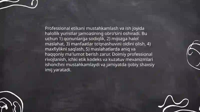 Yuristlar jamoasi hamda jamiyatda ijobiy shaxsiy imijni shakllantirish yo'l-yo'riqlari 3