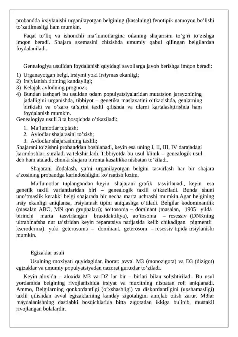 Antropogenetika usullari. Populyatsion-statistik usuli 3