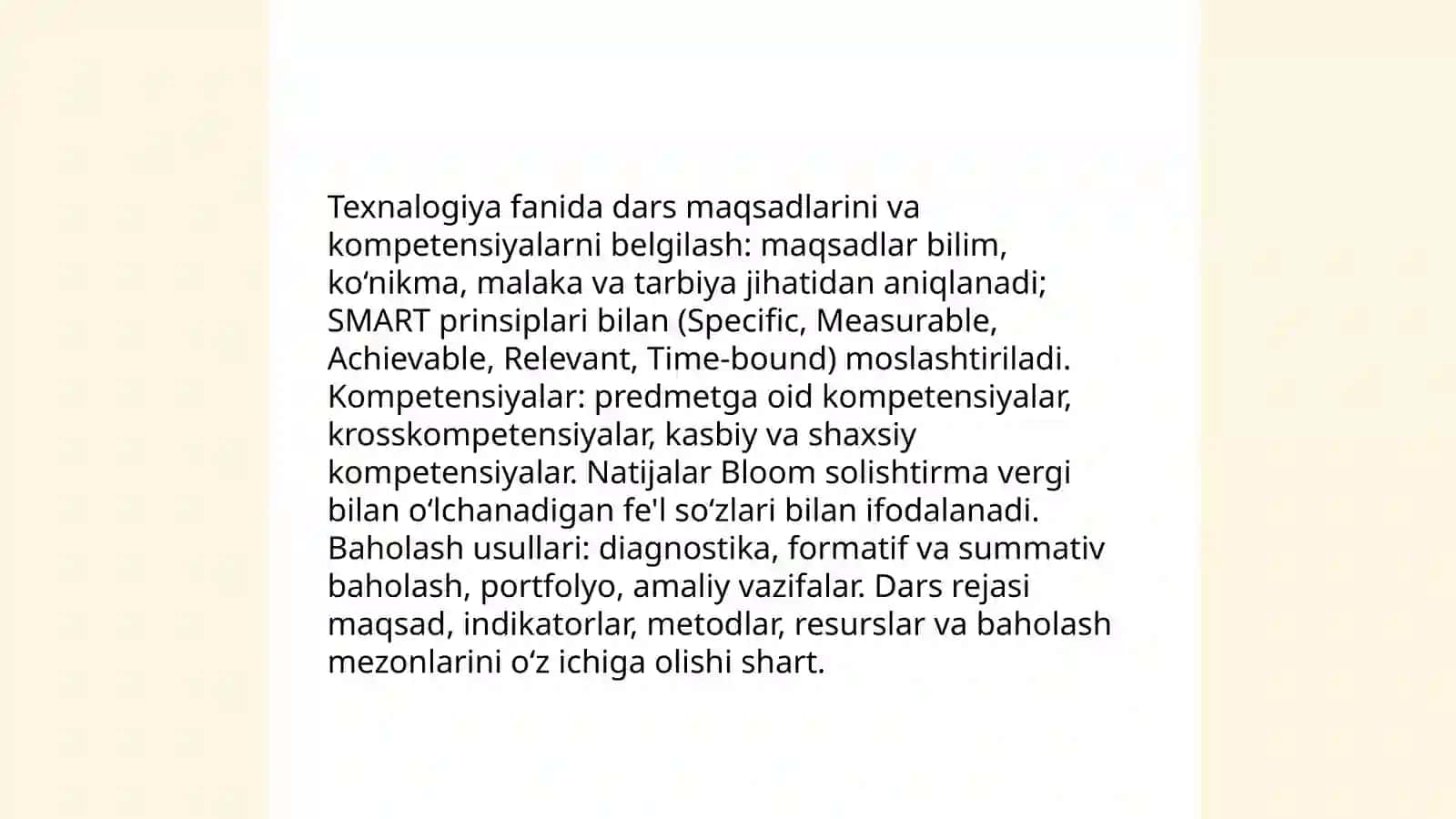 Texnalogiya fanida bilim kónikma va malakalarni shaklantirish 3