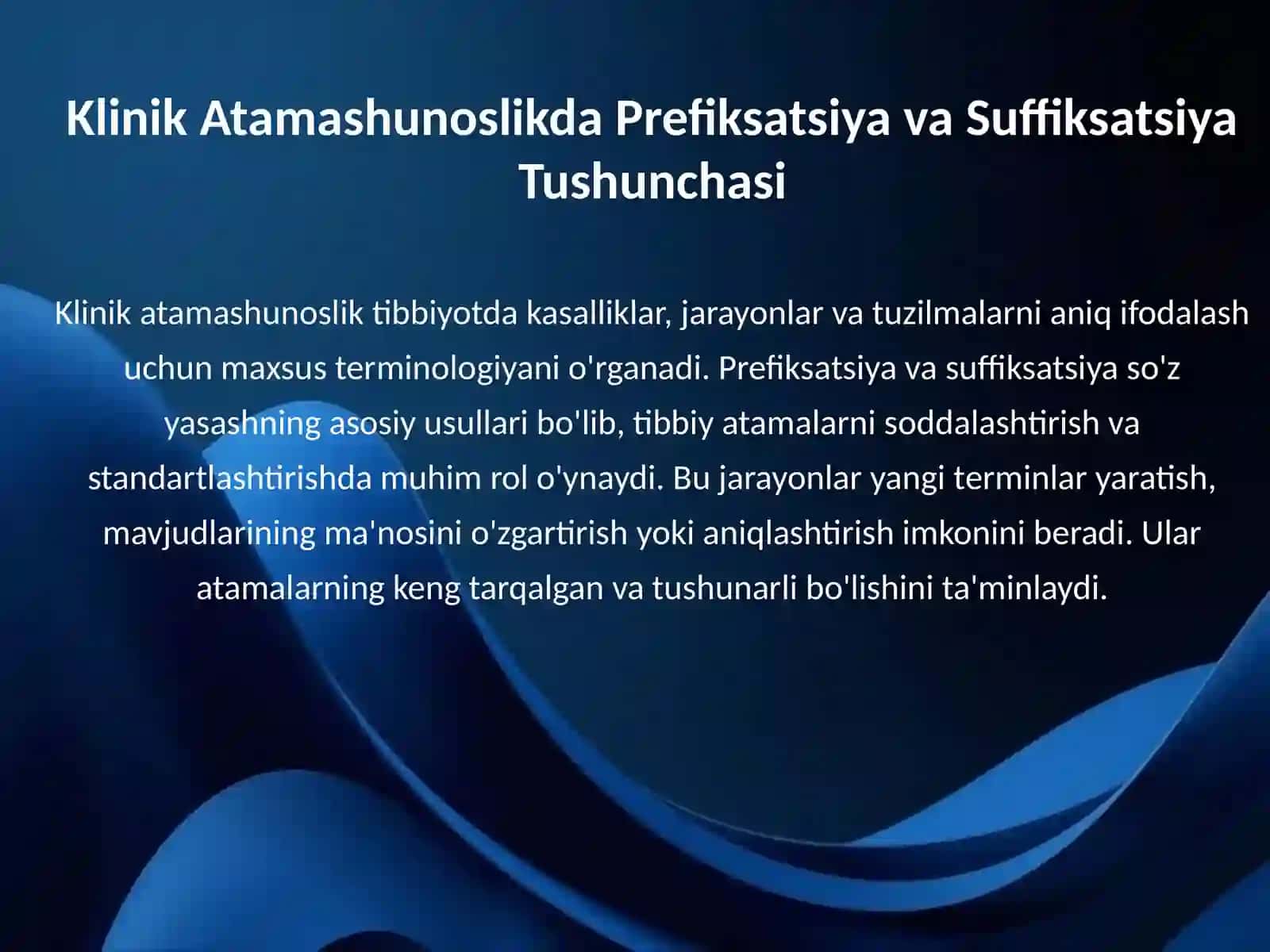 Klinik atamashunoslikda qo'llaniladigan prefiksatsiya va suffiksatsiya 3