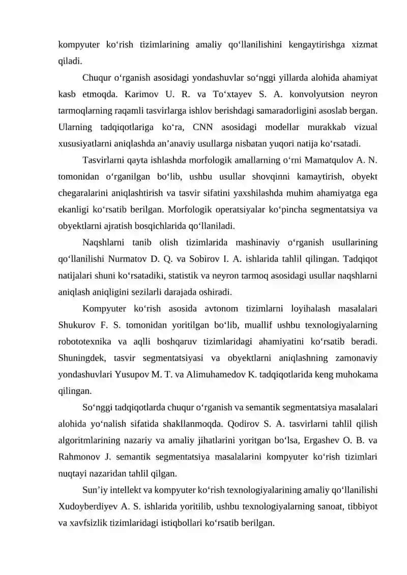 Kompyuter ko‘rish tizimlarida tasvir segmentatsiyasi va obyektlarni aniqlashning zamonaviy usullari 3