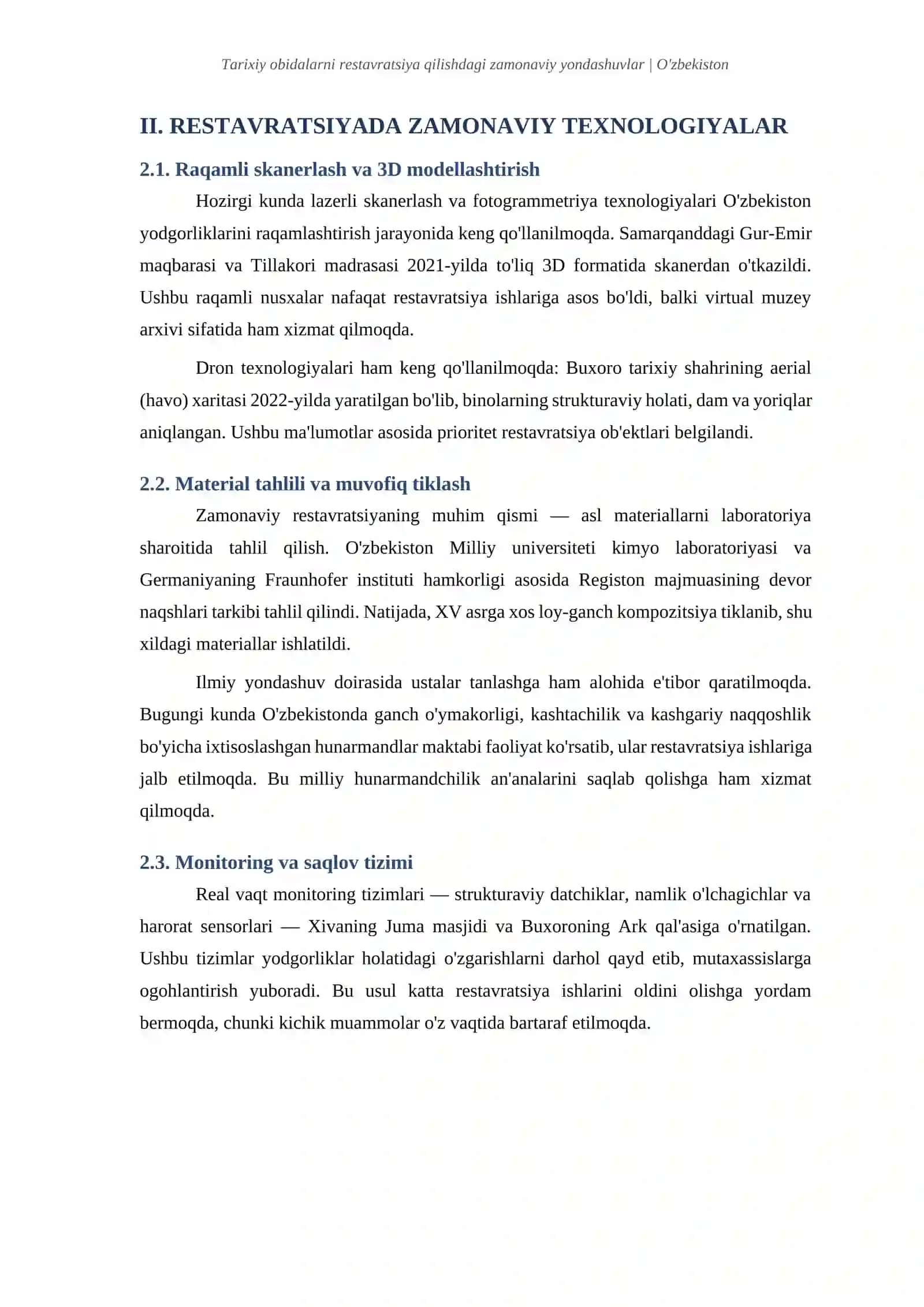 Tarixiy obidalarni restavratsiya qilishdagi zamonaviy yondashuvlar 3