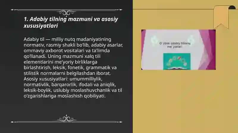 Adabiy til va nutq madaniyati. Nutq madaniyati va adabiy til me'yorlari 3
